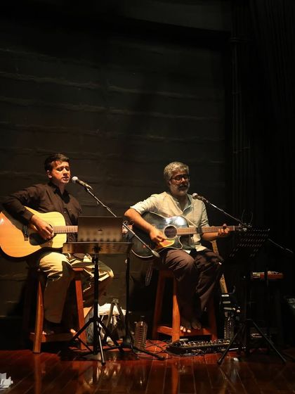 The musicians for "Gretel" during a tech run.