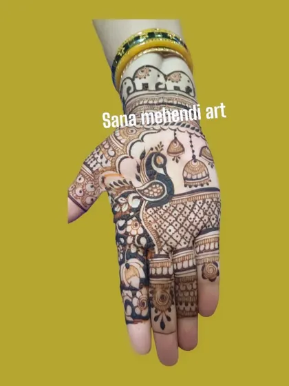 A simple and charming design for a guest, featuring a peacock, jhumki, and elephant motifs.