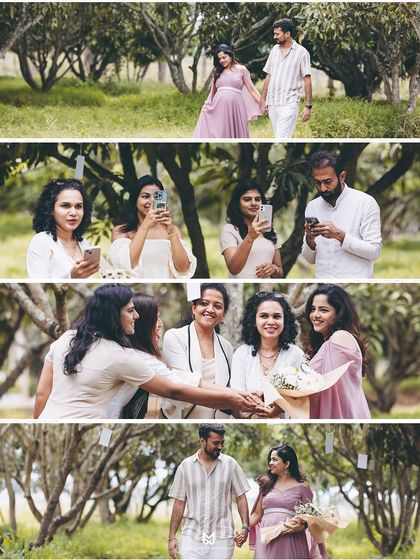 A collage of candid moments with friends and family. These photos show the fun and relaxed atmosphere of the celebration, capturing genuine interactions and memories.