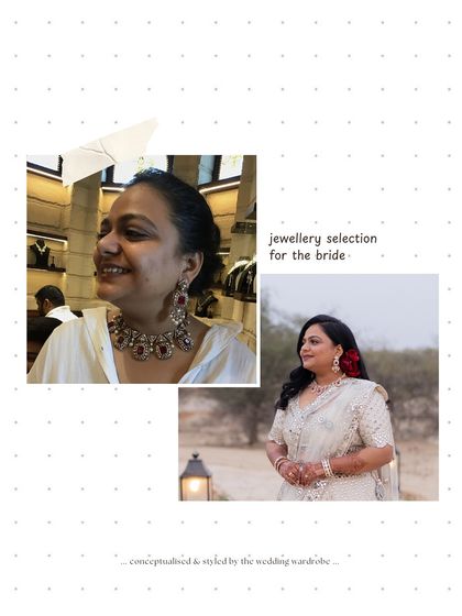 Jewellery selection for the bride, showing the trial photos next to the final look, a key part of our visualization process.