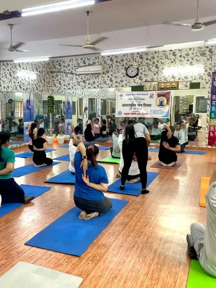 A class in session at our Vivek Vihar studio, celebrating International Yoga Day. Our experienced trainers ensure a memorable and beneficial practice for everyone.