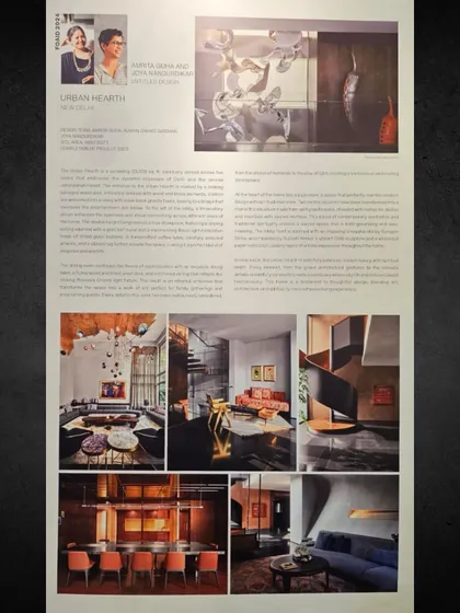 Our presentation board for 'The Urban Hearth' project at the FOAID 2024 design showcase. This project was a collaboration with Abhimanyu Dalal Architects, blending urban living with serene nature.