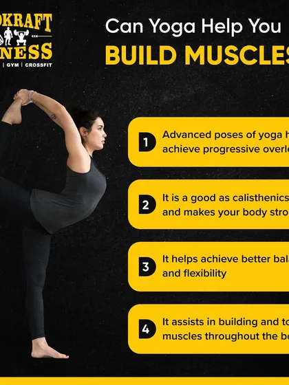 Can yoga help you build muscle? Absolutely. Advanced yoga poses achieve progressive overload, similar to calisthenics, helping to build strength, balance, and flexibility throughout the body.