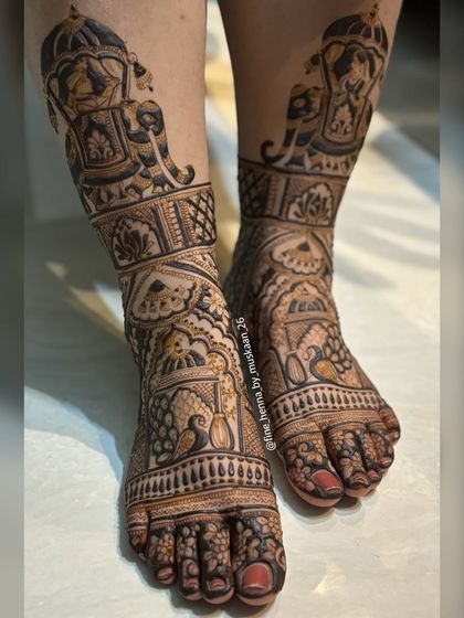 Here is a collection of my bridal feet designs. You can see the variety from full traditional patterns with elephants and peacocks to more modern floral and geometric styles.