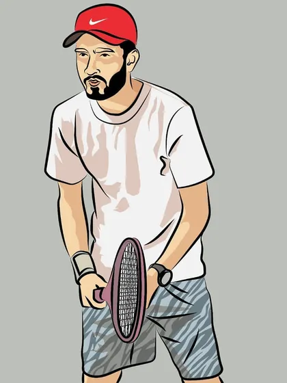 An artistic take on my on court persona. At the end of the day, I let my racket and my students' results do all the talking.