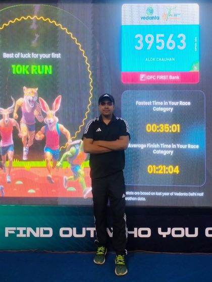 My stats for the 10K run. A time of 35 minutes is a result of consistent speed and endurance work. I use this experience to design effective training plans for my students.