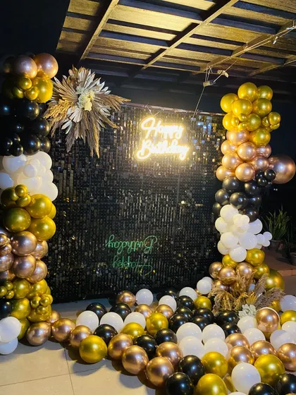 Another angle of the glamorous birthday setup.