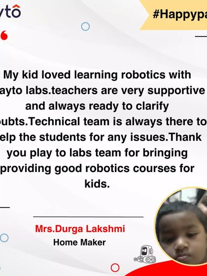 A homemaker from Visakhapatnam is thankful for our good robotics courses. She says her kid loved learning with us and found the teachers and technical team to be very supportive and always ready to help.