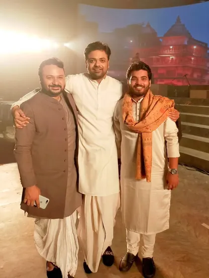 A backstage moment from the G20 summit in Varanasi with fellow musicians.