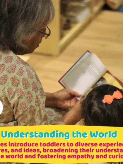 A grandparent shares a story with a child, fostering a love for books and learning that can last a lifetime.