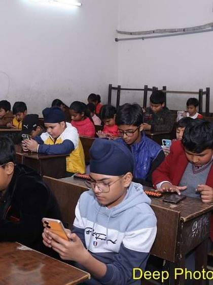 Students deeply focused during the National Level Championship 2023, organized by our Samana franchise. This image captures the concentration and competitive spirit our programs foster.