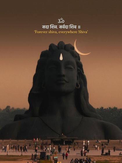 "Forever Shiva, everywhere Shiva." A beautiful close-up of the Adiyogi statue, capturing its meditative and powerful presence.