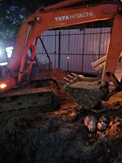 Excavation work underway at a project site. My build team manages all heavy machinery and groundwork, ensuring the foundation is laid correctly and safely.