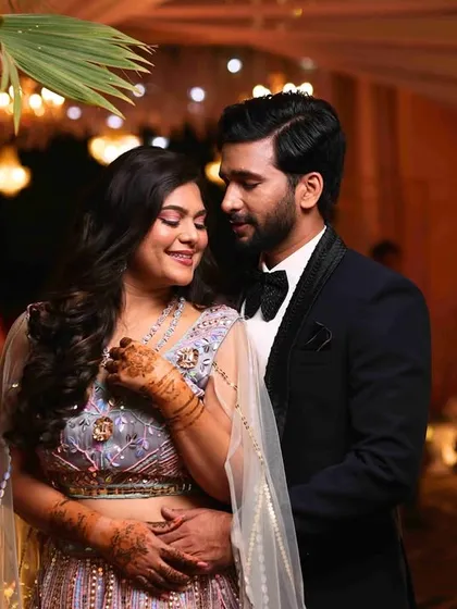 A romantic couple portrait amidst the beautiful Sangeet decor. We find the perfect spots for you to capture these memories.