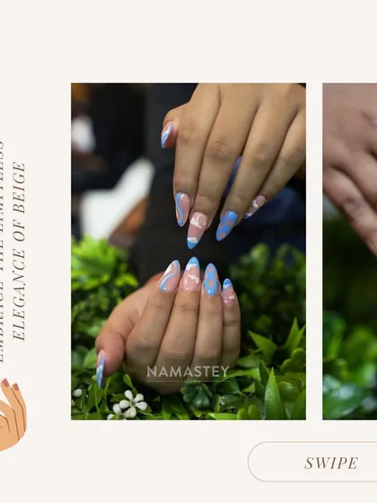 Embracing the elegance of different nail designs. This image highlights a beautiful blue and pink abstract art style, perfect for making a statement.