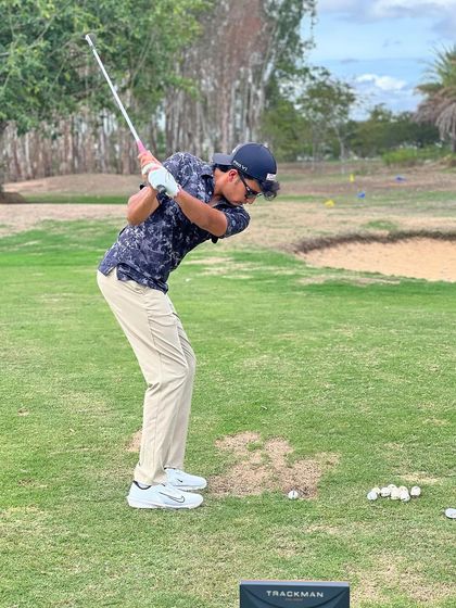 A young professional working on his iron play with the TrackMan providing feedback. Structured practice, guided by data, is the fastest way to build tour-level consistency.