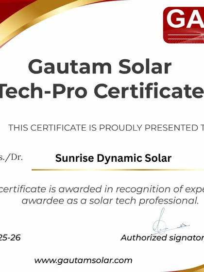 My advice is backed by proper training and expertise. I am a Gautam Solar Tech-Pro certified professional, which means I have the technical knowledge to design the right solar project for your specific needs.