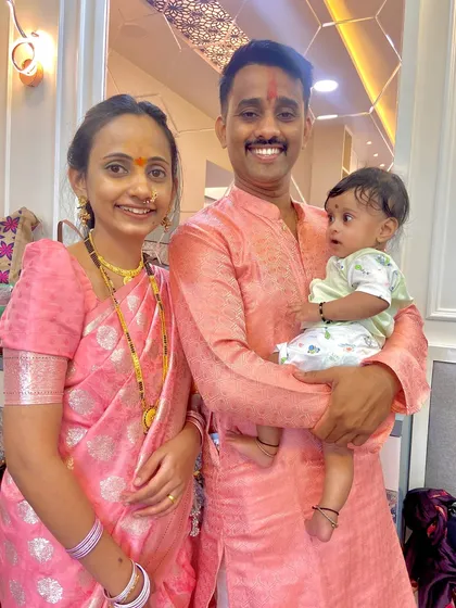A beautiful family portrait during their housewarming ceremony. We ensure every home we design becomes a perfect backdrop for creating new memories.