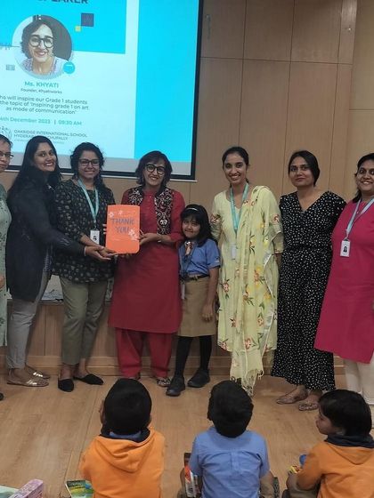 Receiving a token of appreciation from the teachers and students at Oakridge. It was such a heartwarming experience.