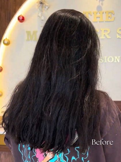 The "before" shot of a client ready for a change. This is the starting point from which we create a completely new, healthy, and vibrant look.