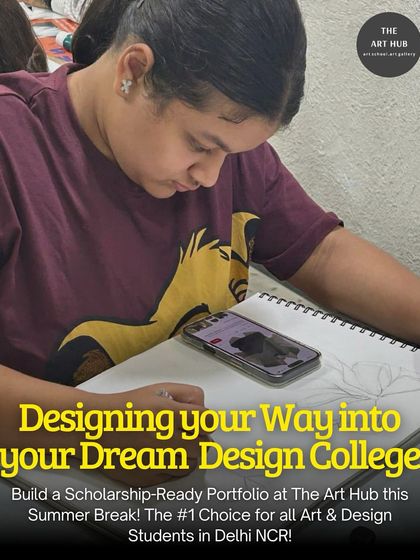 I help students design their way into their dream design college. This student is sketching in her notebook, an essential first step in the creative process for her portfolio.