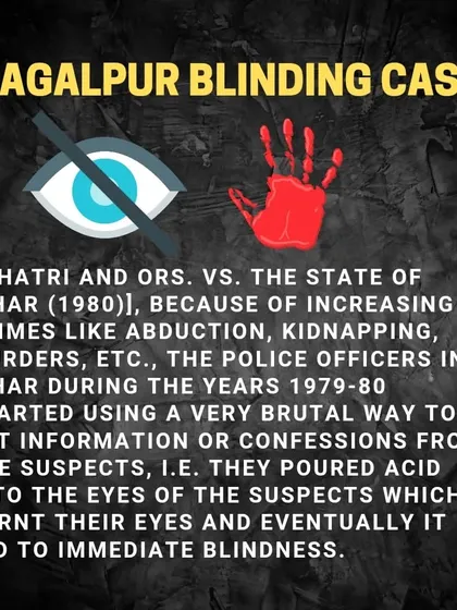 The Bhagalpur Blinding Case. This post details the horrific 1980 case where police in Bihar blinded suspects with acid to extract confessions, a grim reminder of custodial torture and human rights violations.