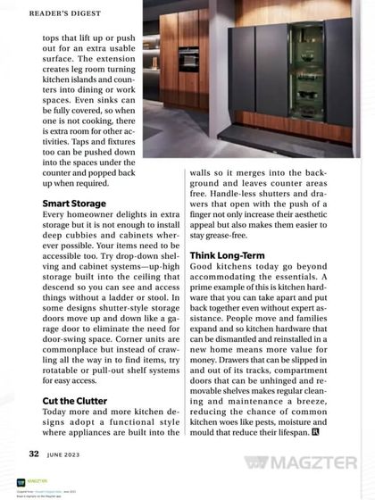 An article from Reader's Digest featuring our insights on modern kitchen design. We discuss the importance of smart storage, cutting clutter, and thinking long-term to create kitchens that are both practical and a source of pride.