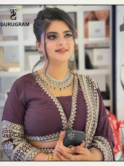 A happy and confident client, ready for her event. The makeup enhances her features and brings out her natural radiance.