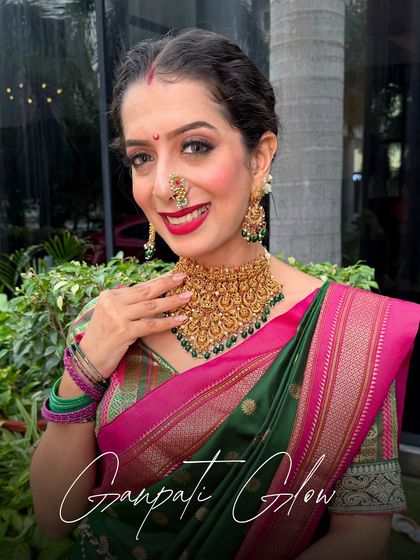 The "Ganpati Glow" is real. This close-up shot captures the radiant makeup and the happiness I feel during this special festival.