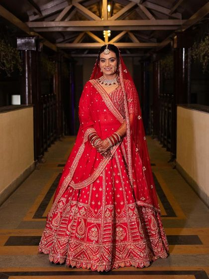Portraits of my bride Sameera. I created a beautiful look that complemented her dusky skin tone and classic red lehenga.
