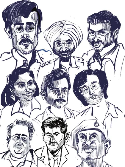 A more complete digital caricature collage of the "Black Warrant" cast.