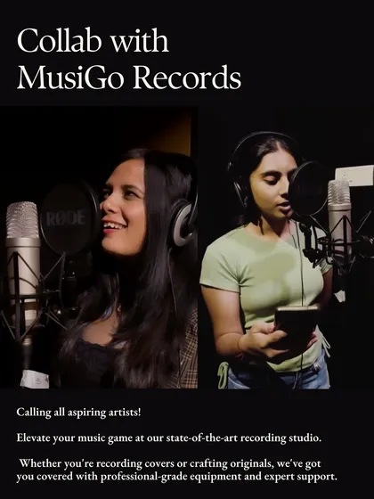 A call for aspiring artists to collaborate with MusiGo Records. We offer our state-of-the-art recording studio, professional equipment, and expert support for your cover songs or original music.