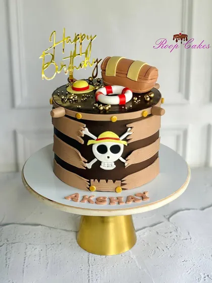 Ahoy, matey. Set sail for a sweet adventure with this pirate-themed birthday cake, inspired by the anime One Piece.