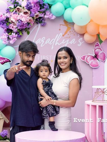 Another sweet family portrait from Aaradhya's butterfly-themed celebration.