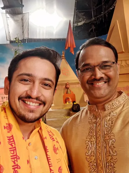 A happy selfie on the set of the Bhagwan Shri Ram musical show. The entire set had such a positive and spiritual vibe.
