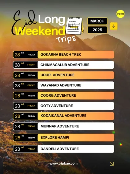 A list of our Eid long weekend trips for March 2025, showing the wide variety of destinations we offer.