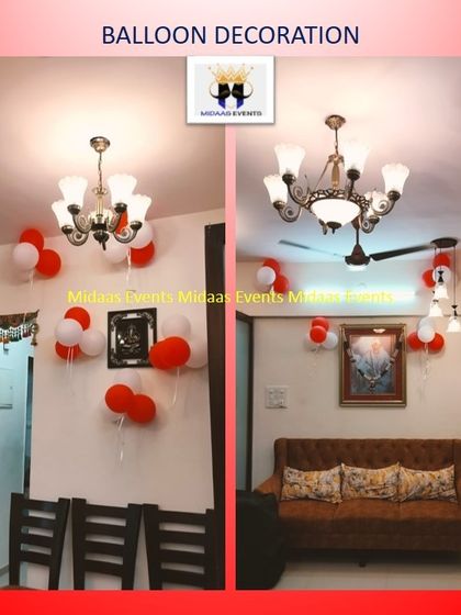 This collage shows how I use simple balloon bunches to decorate different parts of a home, from the dining area to the living room, for a cohesive look.