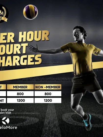 The per-hour court charges for volleyball are listed here. The rates are the same for members and non-members, making it easy to organize a game.