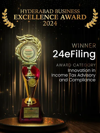 We are proud to be recognized for "Innovation in Income Tax Advisory and Compliance" at the Hyderabad Business Excellence Awards 2024. This award reflects our commitment to providing seamless, innovative solutions for over 20,000 businesses since 2008.