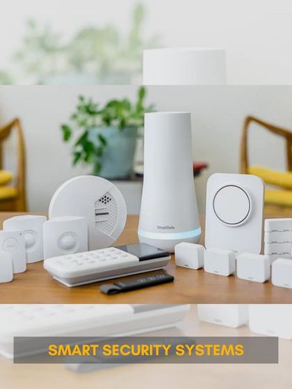 A complete smart security system is composed of many parts working in harmony. This image shows a typical setup including a central hub, door and window sensors, and motion detectors, all of which I integrate to provide you with comprehensive protection.