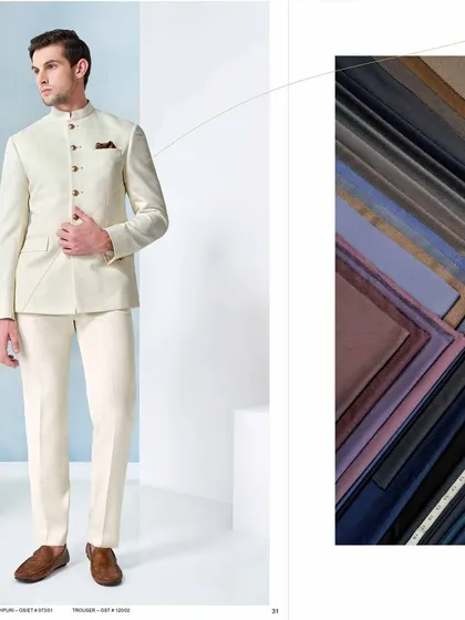 The quintessential Jodhpuri suit in pristine ivory. This look is a testament to timeless style, offering a regal and clean silhouette for any special occasion.
