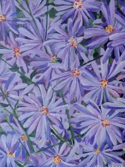 Inspired by a beautiful day at Cubbon Park, this "Purple Haze" painting of Aster flowers was a joy to create. It found a loving home quickly, a reminder of how art connects us to nature and to each other.