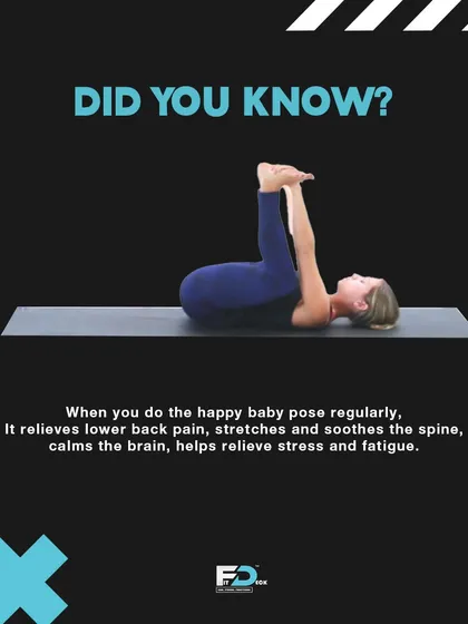 Did you know the happy baby pose can relieve lower back pain, stretch the spine, and calm the brain? It's a great way to relieve stress and fatigue.