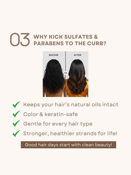 A visual showing the benefits of kicking sulfates and parabens to the curb. My before-and-after image demonstrates how gentle, clean formulas lead to stronger, healthier, and color-safe results.