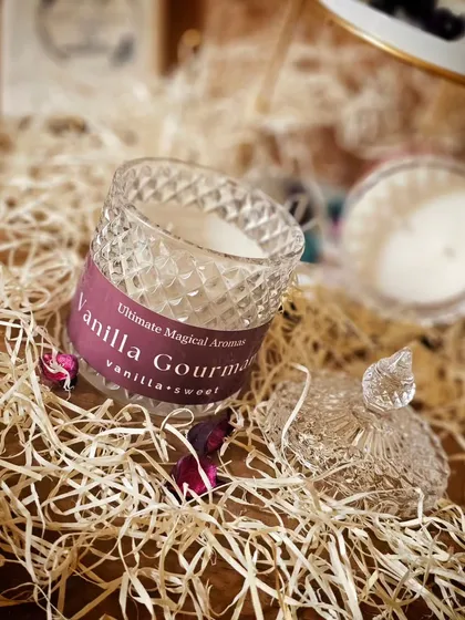 The 'Vanilla Gourmand' fragrance in my Crystal Sparkle collection. The sweet vanilla scent is a classic favorite, and the diamond jar adds a touch of sophistication.