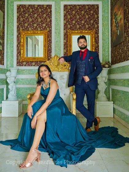 A regal and powerful portrait in our vintage-style room, featuring ornate furniture and classic wallpaper for a touch of old-world glamour.