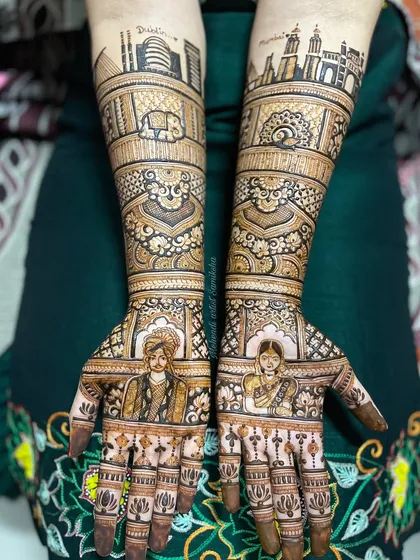 From Mumbai to Dublin, this design captures the couple's journey. I included skylines from both cities, along with traditional bride and groom portraits, to symbolize their union across continents.