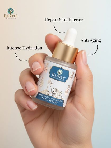 Healthy skin starts with nature. My Vajigandha Niacinamide Face Serum is your daily dose of balance and brightness, infused with Niacinamide and Ashwagandha to repair the skin barrier and provide intense hydration.