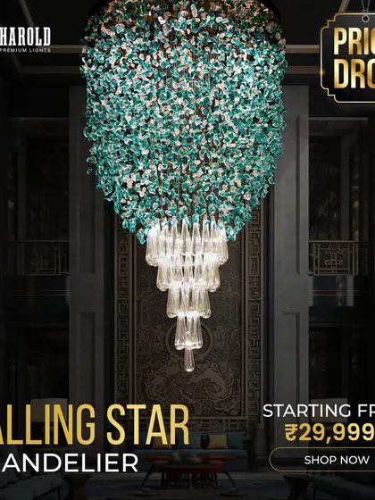 Price Drop Alert! The breathtaking Falling Star Chandelier, a cascade of celestial charm, is now available at a special reduced price starting from ₹29,999.