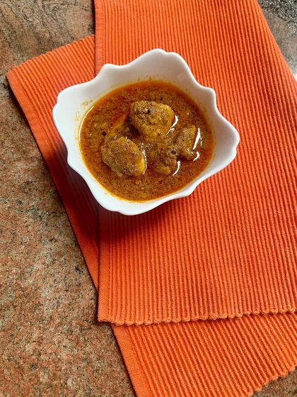 Our Goan Pork Vindaloo, a dish known for its bold, tangy, and spicy flavors. We use coconut vinegar to give it that authentic tartness that perfectly balances the red chilies and garlic.